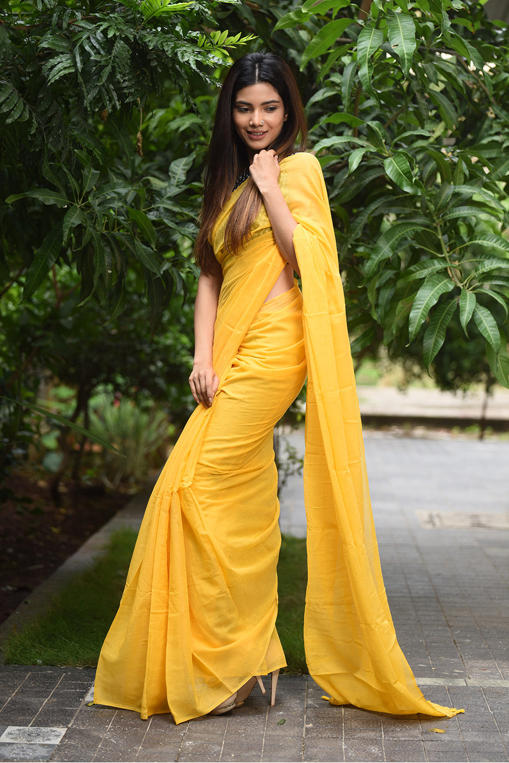 Vibrant Yellow Chanderi Cotton Saree