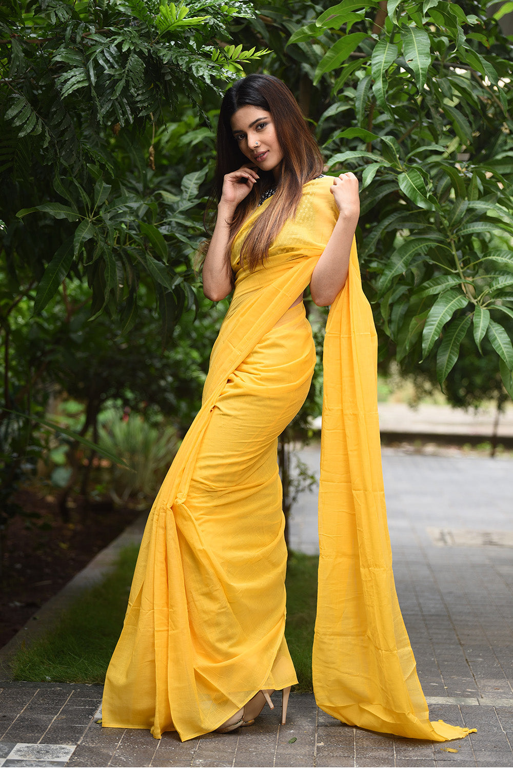 Vibrant Yellow Chanderi Cotton Saree