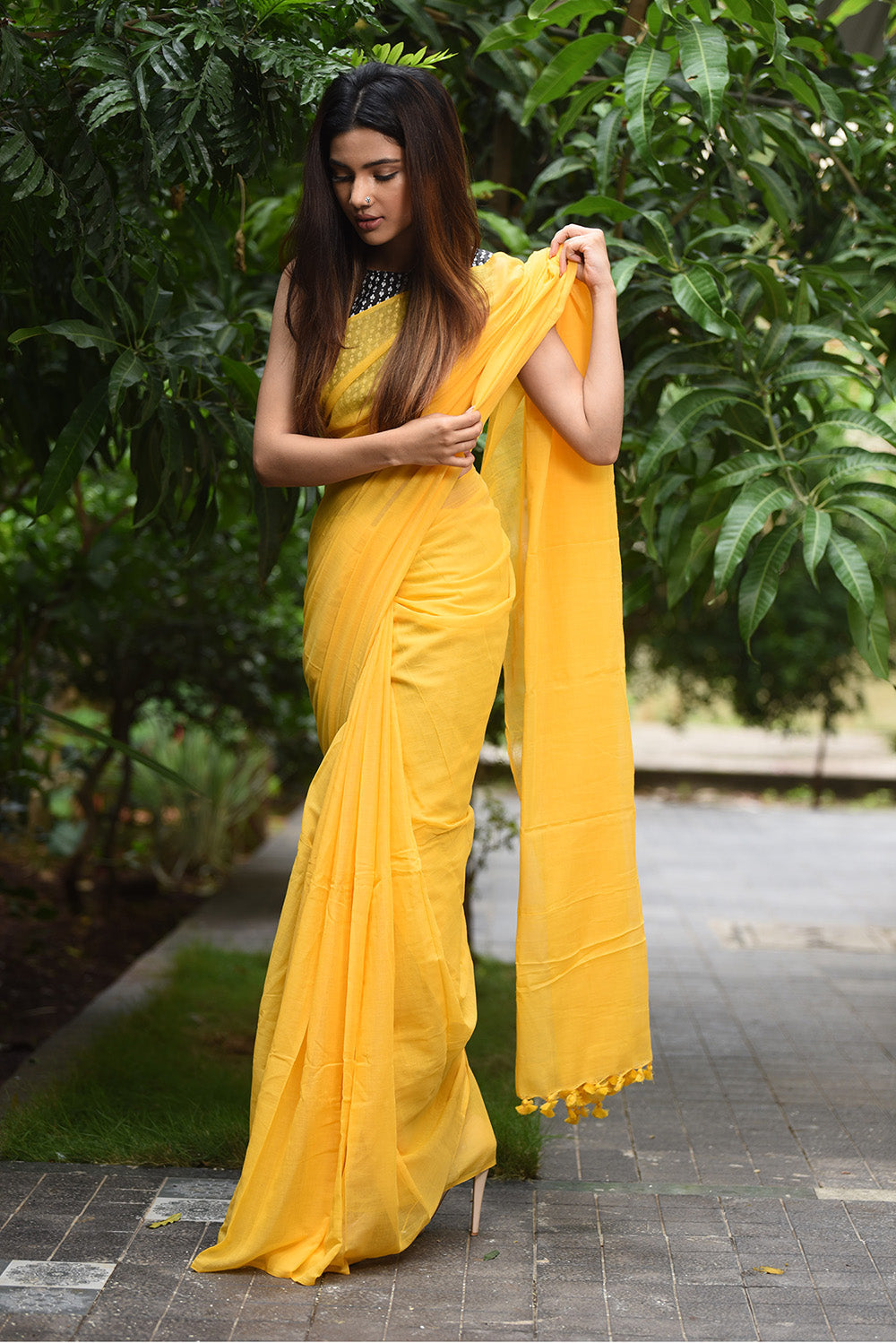 Vibrant Yellow Chanderi Cotton Saree