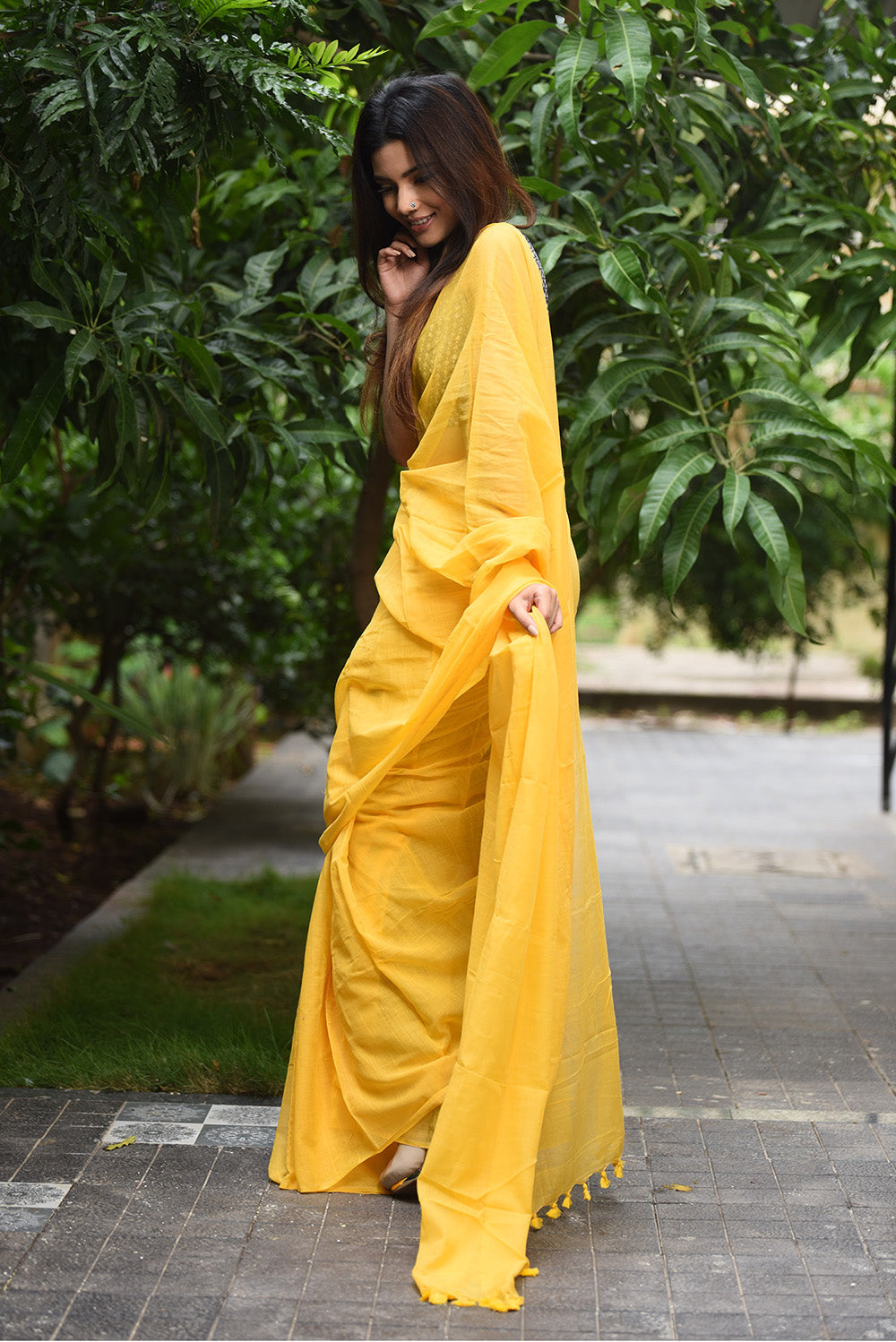 Vibrant Yellow Chanderi Cotton Saree