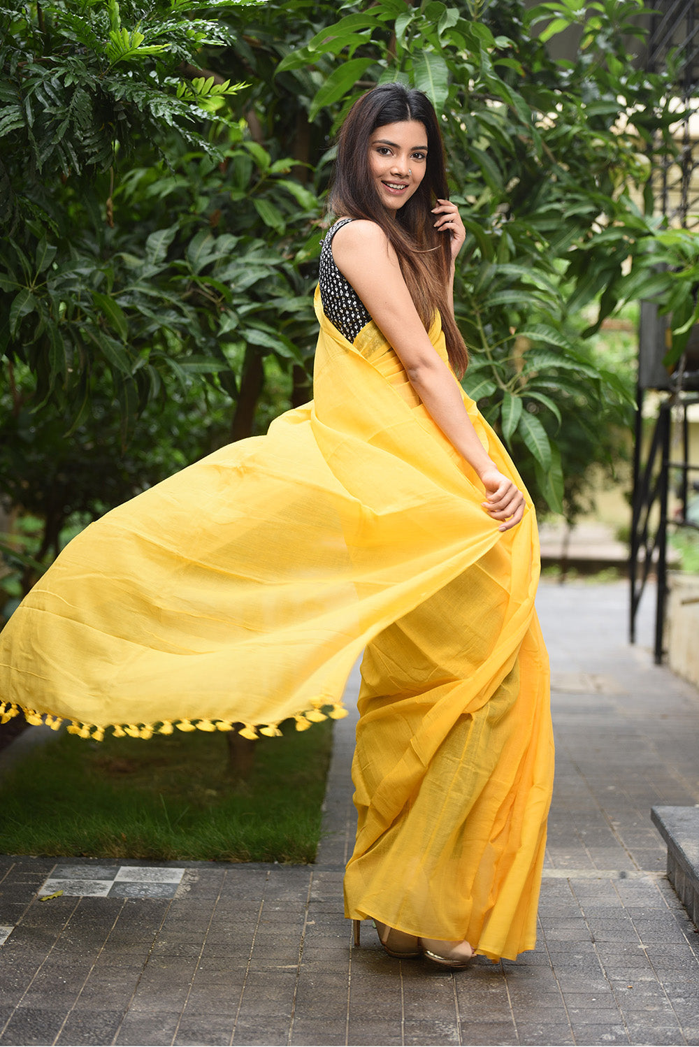 Vibrant Yellow Chanderi Cotton Saree