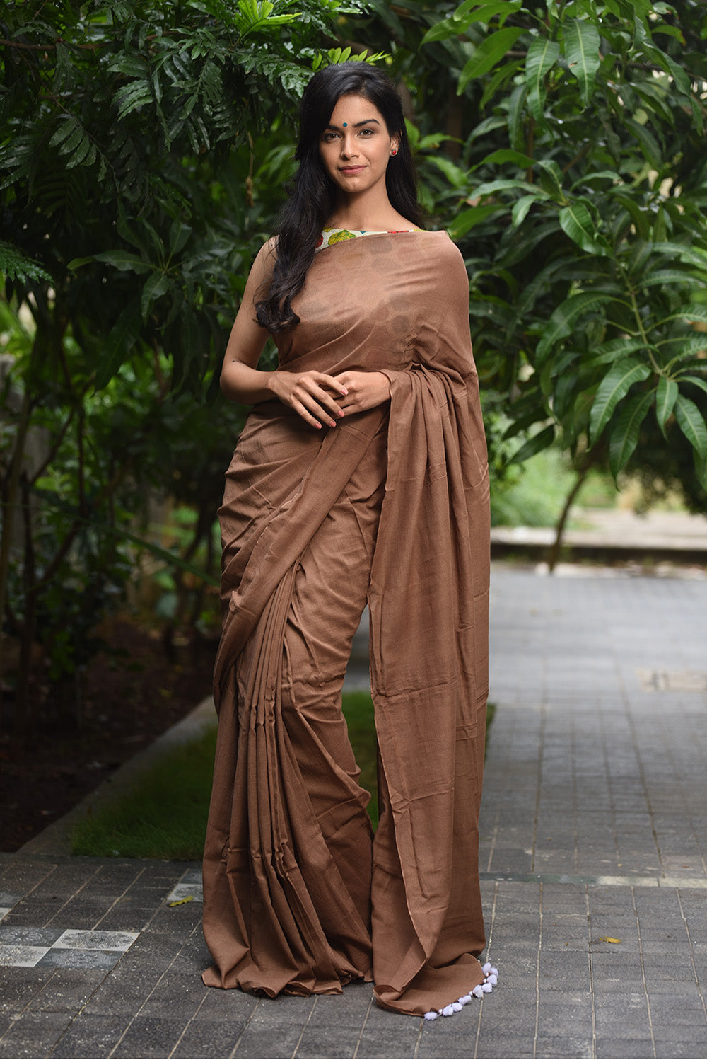 Elegant Brown Chanderi Cotton Saree