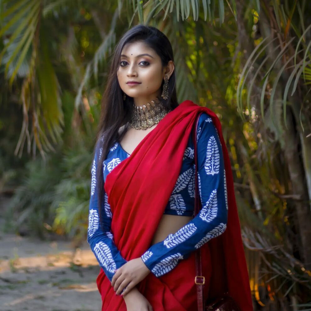 Radiant Red Chanderi Cotton Silk Saree