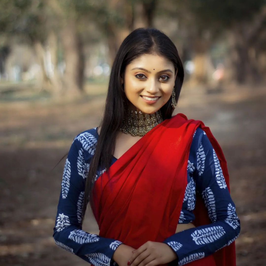 Radiant Red Chanderi Cotton Silk Saree