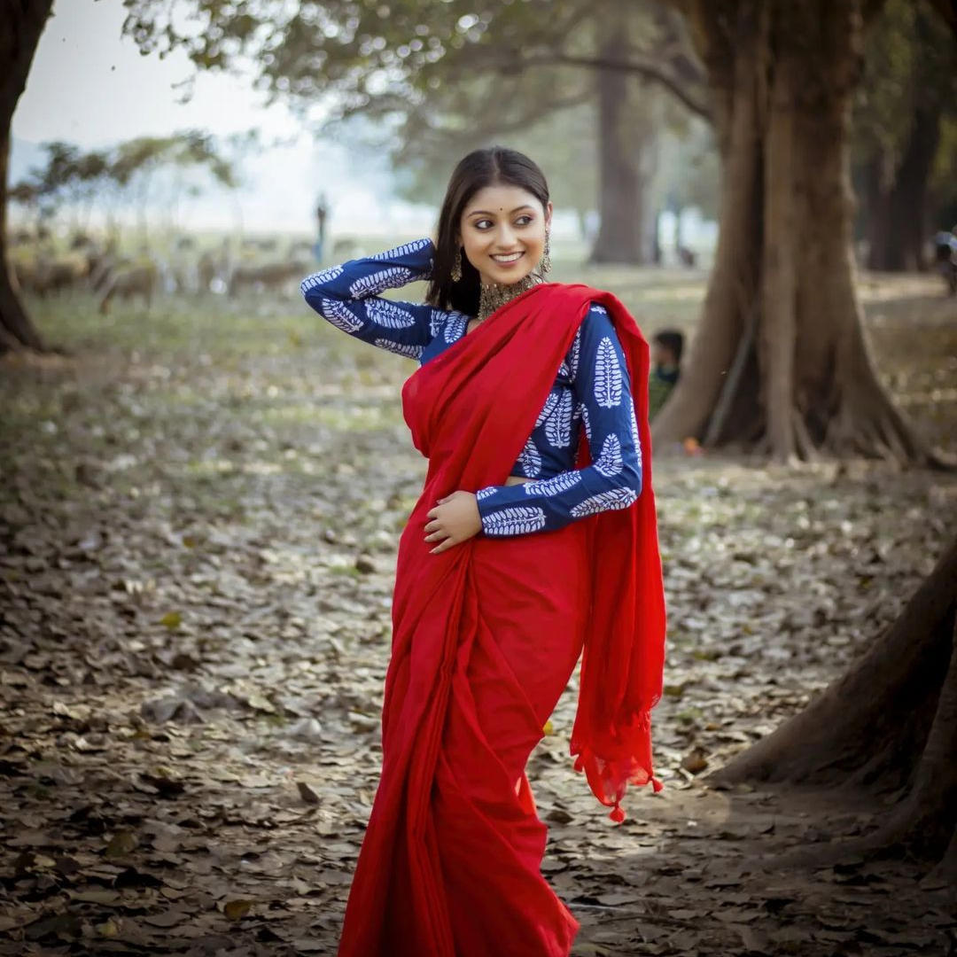 Radiant Red Chanderi Cotton Silk Saree