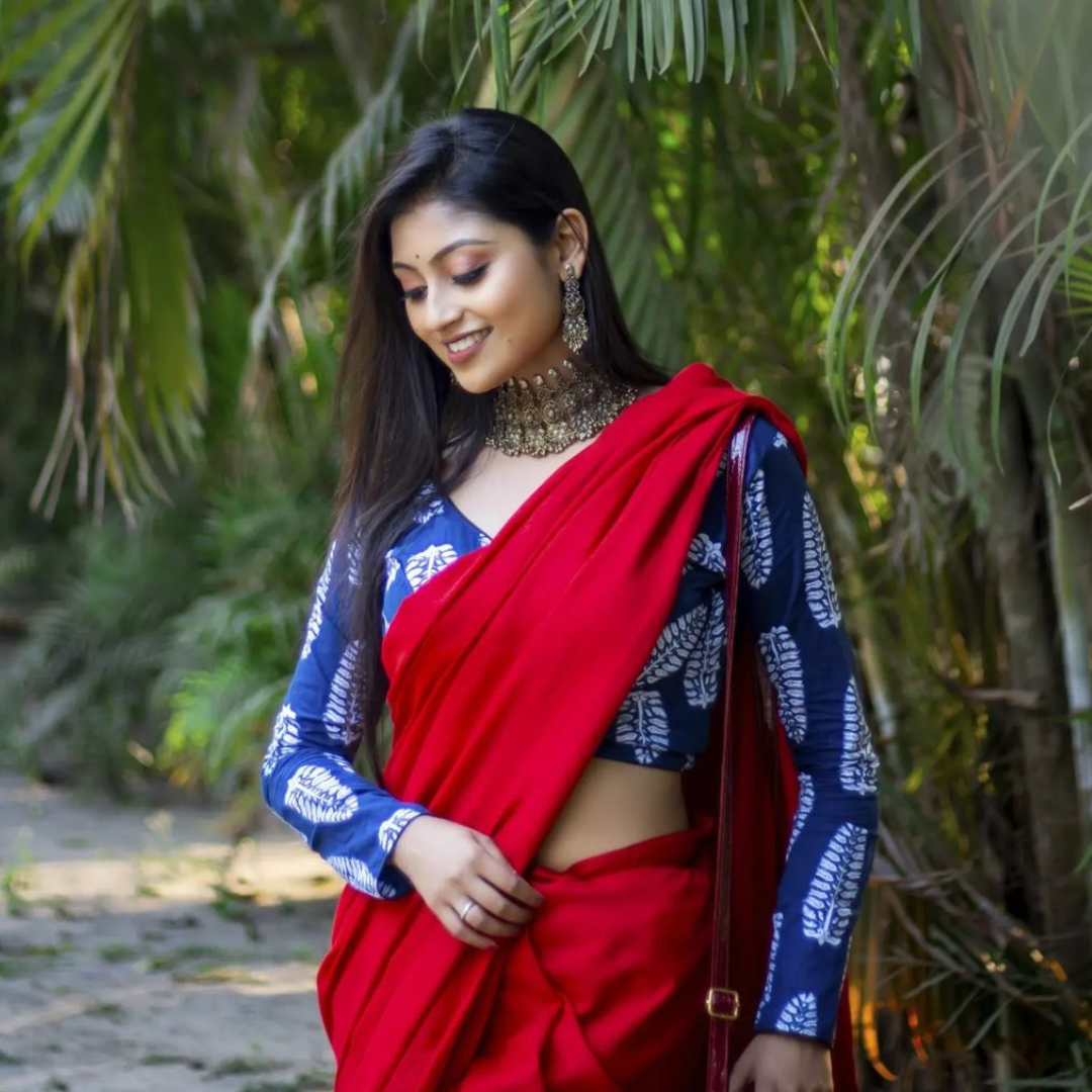 Radiant Red Chanderi Cotton Silk Saree