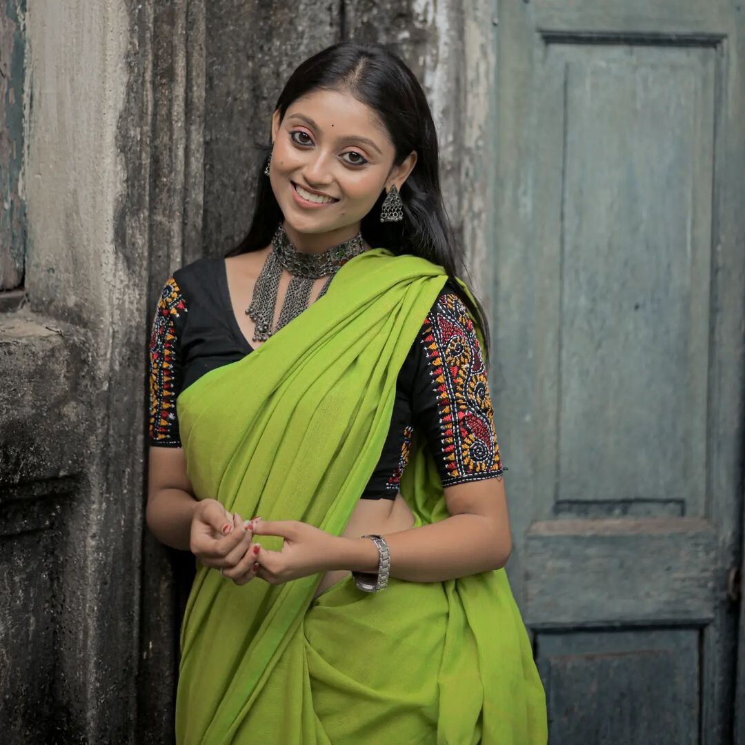 Sophisticated Olive Green Chanderi Cotton Saree