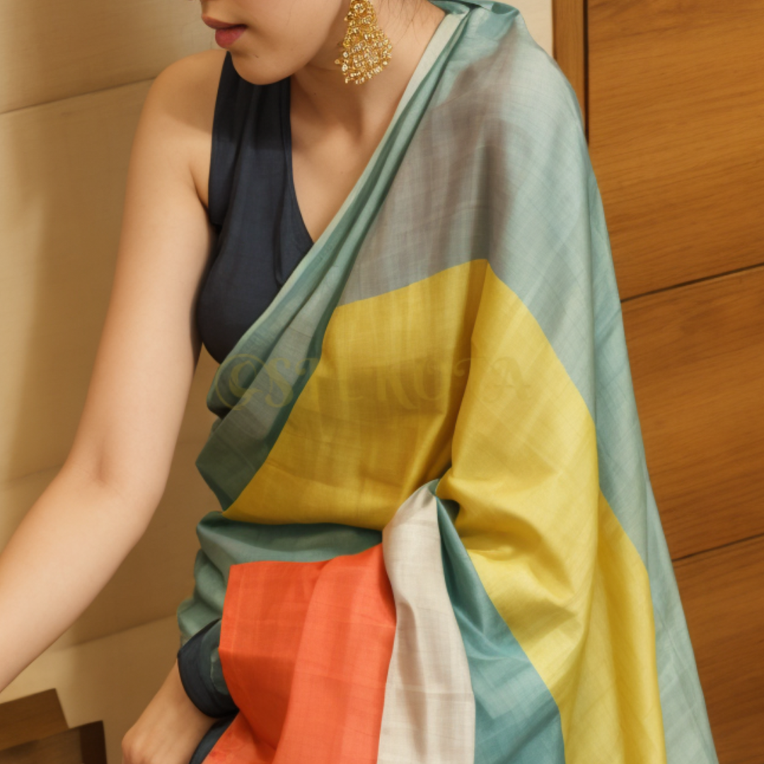 Multicolor Premium Chanderi Cotton Silk Saree