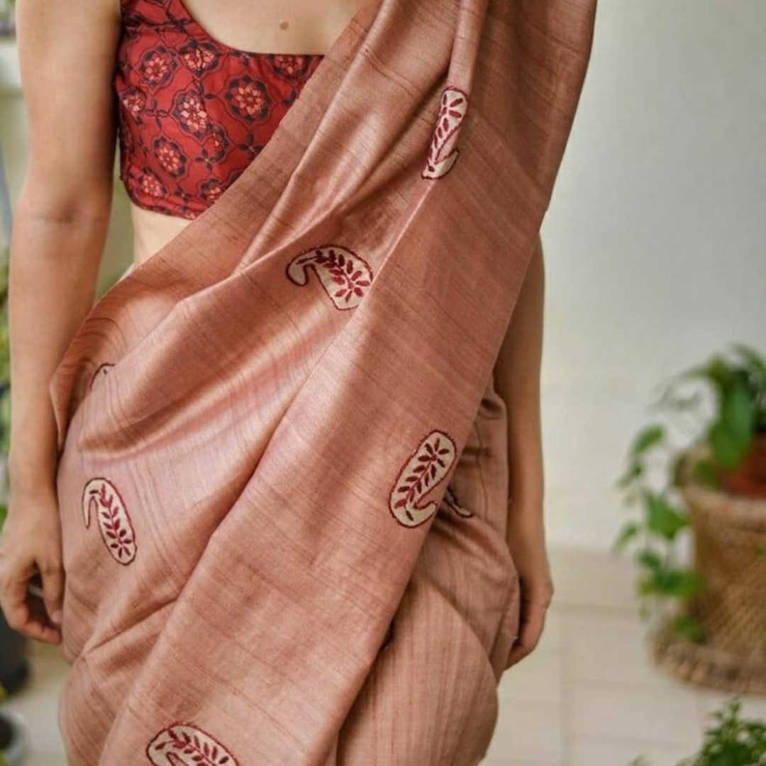 Regal Maroon - Premium Linen Saree