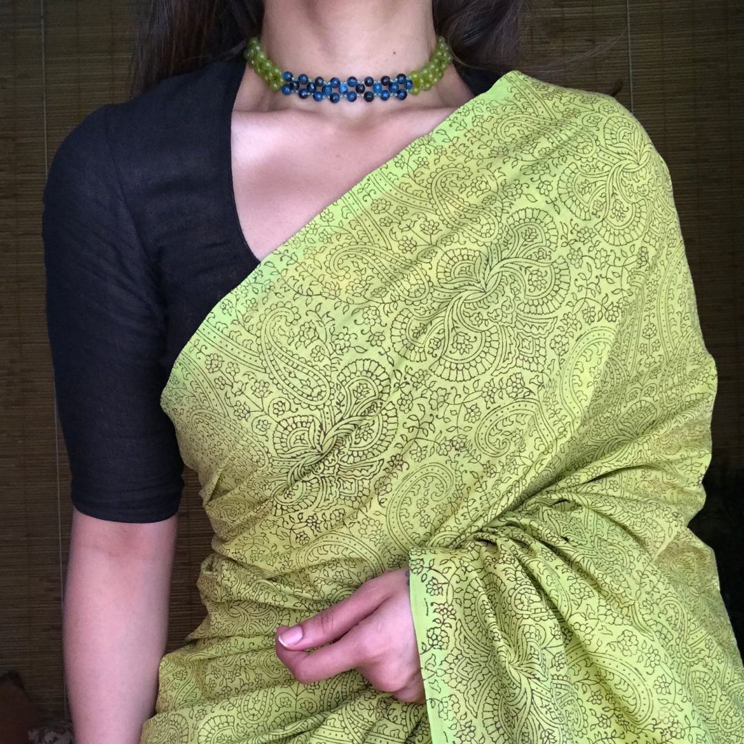 Ethereal Aura: Light Green Premium Chanderi Cotton Silk Saree