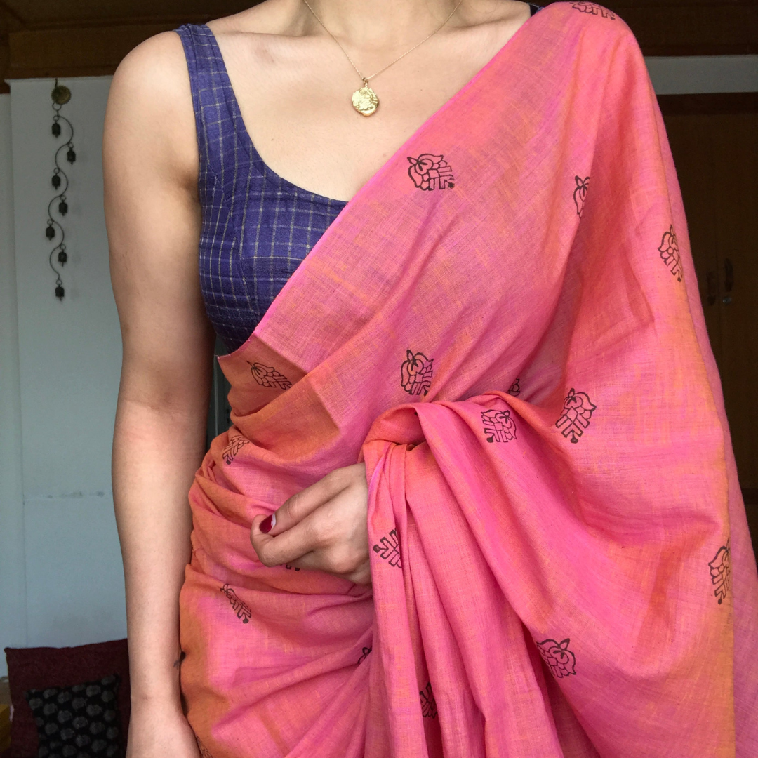 Rose Pink Premium Chanderi Cotton Silk Saree