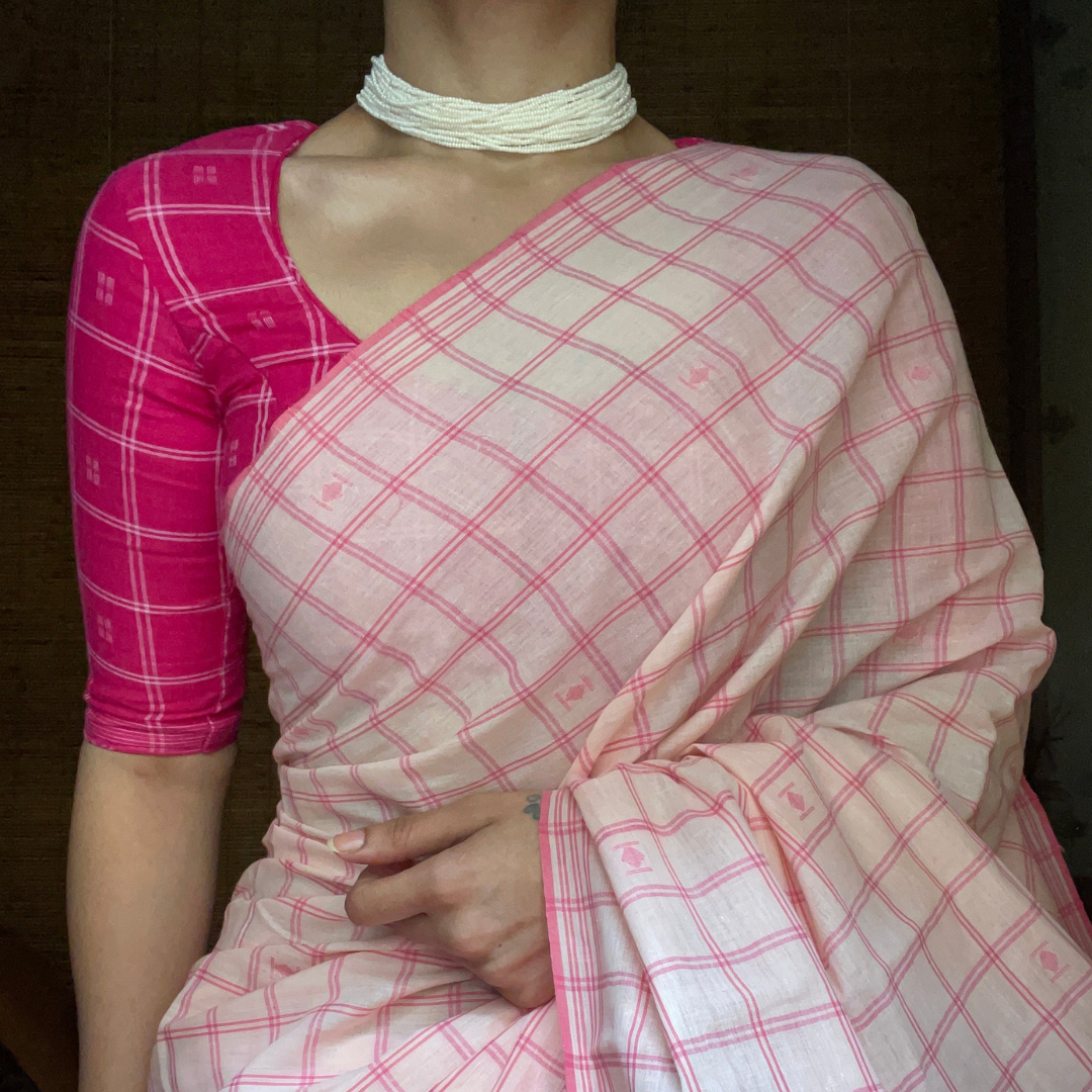 Pinkish Gray Premium Chanderi Cotton Silk Saree