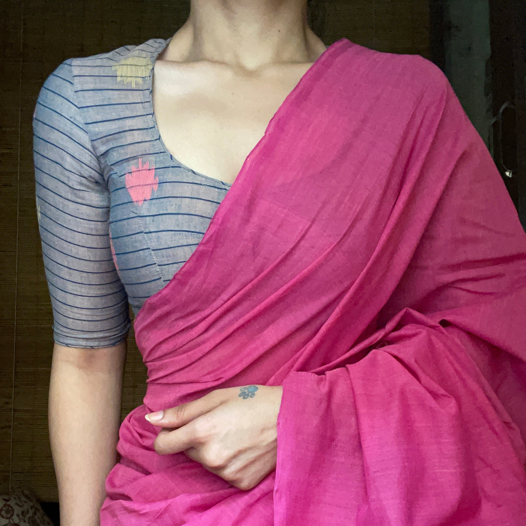 Bashful Pink Charm- Premium Chanderi Cotton Silk Saree