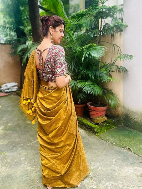 Rich Yellow Khadi Cotton Saree