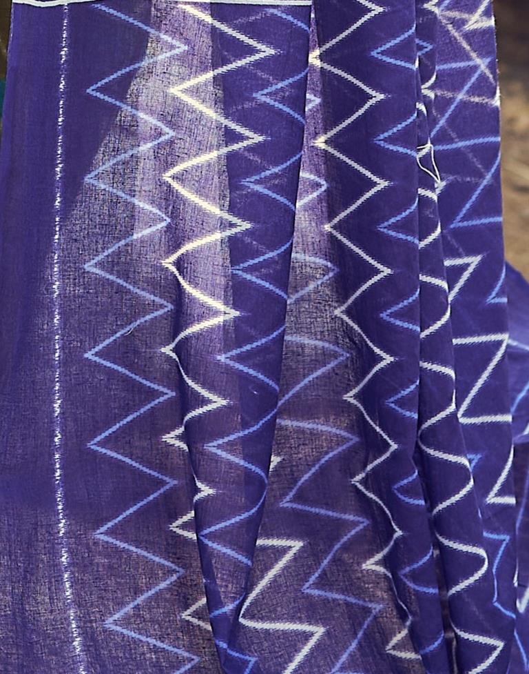 Elegant Mehendi and Blue Printed Cotton Saree